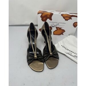 DONALD J PLINER 🔥Gold Bronze Metallic D'Orsay Bow High Heel Shoes Made in Spain